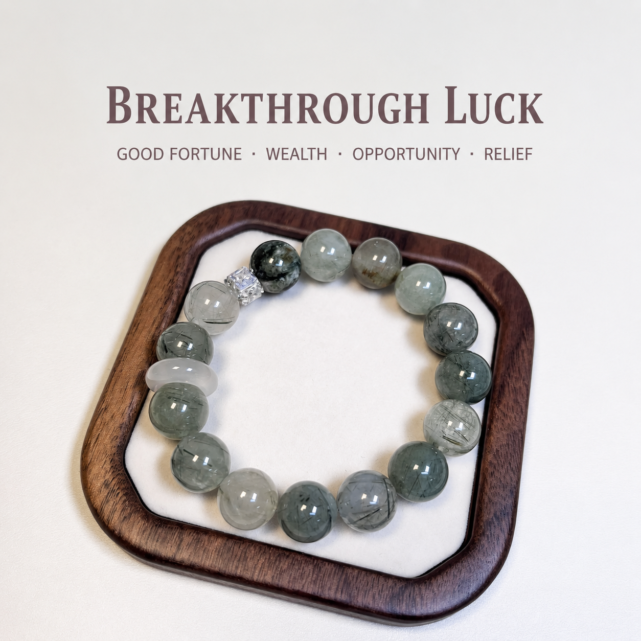 Natural crystal bracelet green rutilated quartz smoky quartz white crystal simple design elegant and versatile attracting wealth and good fortune