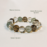 Natural crystal bracelet green rutilated quartz smoky quartz white crystal simple design elegant and versatile attracting wealth and good fortune