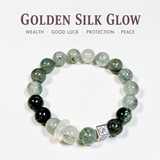 Natural crystal bracelet green rutilated quartz smoky quartz white crystal simple design elegant and versatile attracting wealth and good fortune