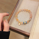 Handmade Enchanting Agate Bracelet – Fairy Style, Lucky Cat & Butterfly Charm, Sweet Boho Gift for Women