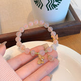 Handmade Enchanting Agate Bracelet – Fairy Style, Lucky Cat & Butterfly Charm, Sweet Boho Gift for Women