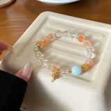 Handmade Enchanting Agate Bracelet – Fairy Style, Lucky Cat & Butterfly Charm, Sweet Boho Gift for Women