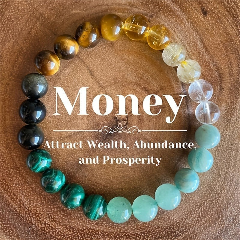 Natural Stone Bracelet: Tiger's Eye, Citrine, and Green Aventurine—Premium Beaded Wristlet