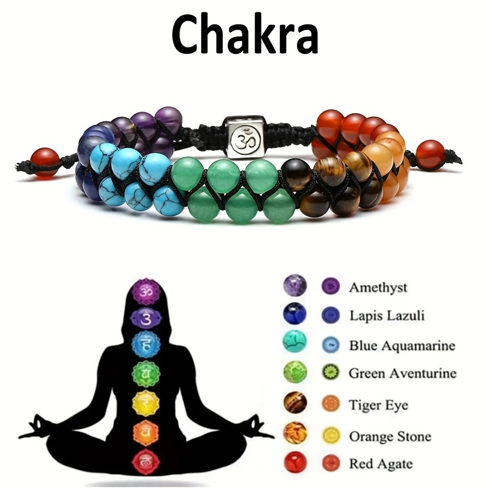 Hand-Woven Double-Layer Crystal Bracelet — Bohemian Style Cord Wristband