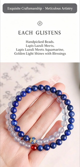 Natural lapis lazuli double-strand bracelet exquisite and high-end aquamarine crystal stacked bracelet jewelry for women