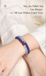 Natural lapis lazuli double-strand bracelet exquisite and high-end aquamarine crystal stacked bracelet jewelry for women