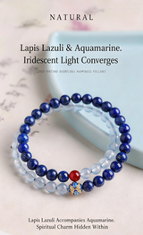 Natural lapis lazuli double-strand bracelet exquisite and high-end aquamarine crystal stacked bracelet jewelry for women