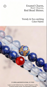 Natural lapis lazuli double-strand bracelet exquisite and high-end aquamarine crystal stacked bracelet jewelry for women