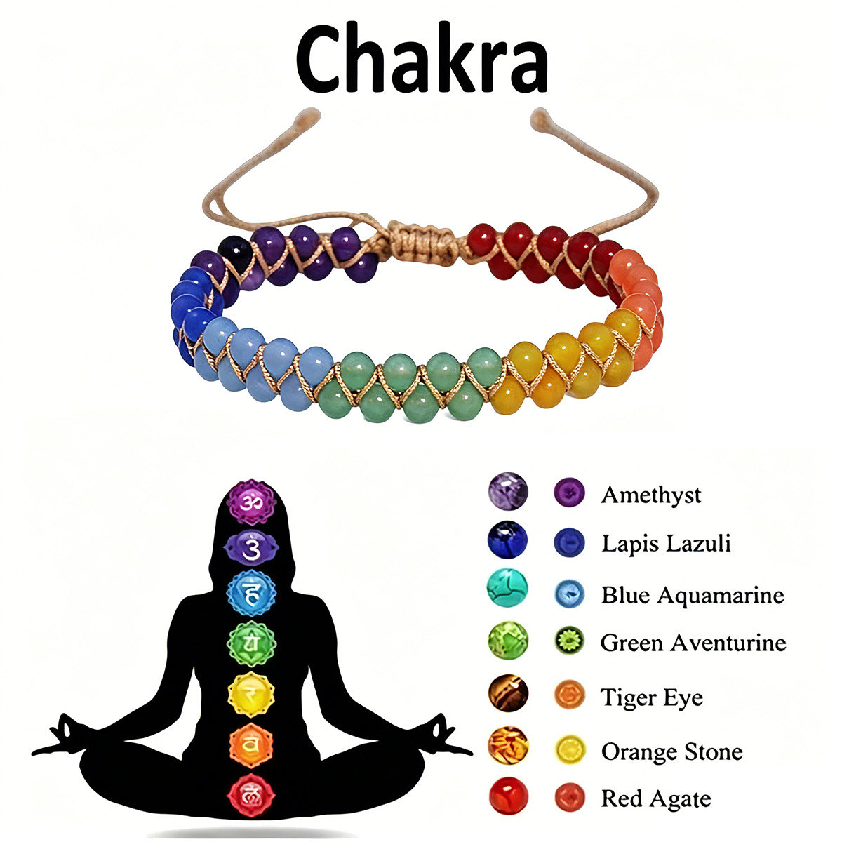 Hand-Woven Double-Layer Crystal Bracelet — Bohemian Style Cord Wristband