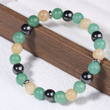 Natural Stone Bracelet: Tiger's Eye, Citrine, and Green Aventurine—Premium Beaded Wristlet
