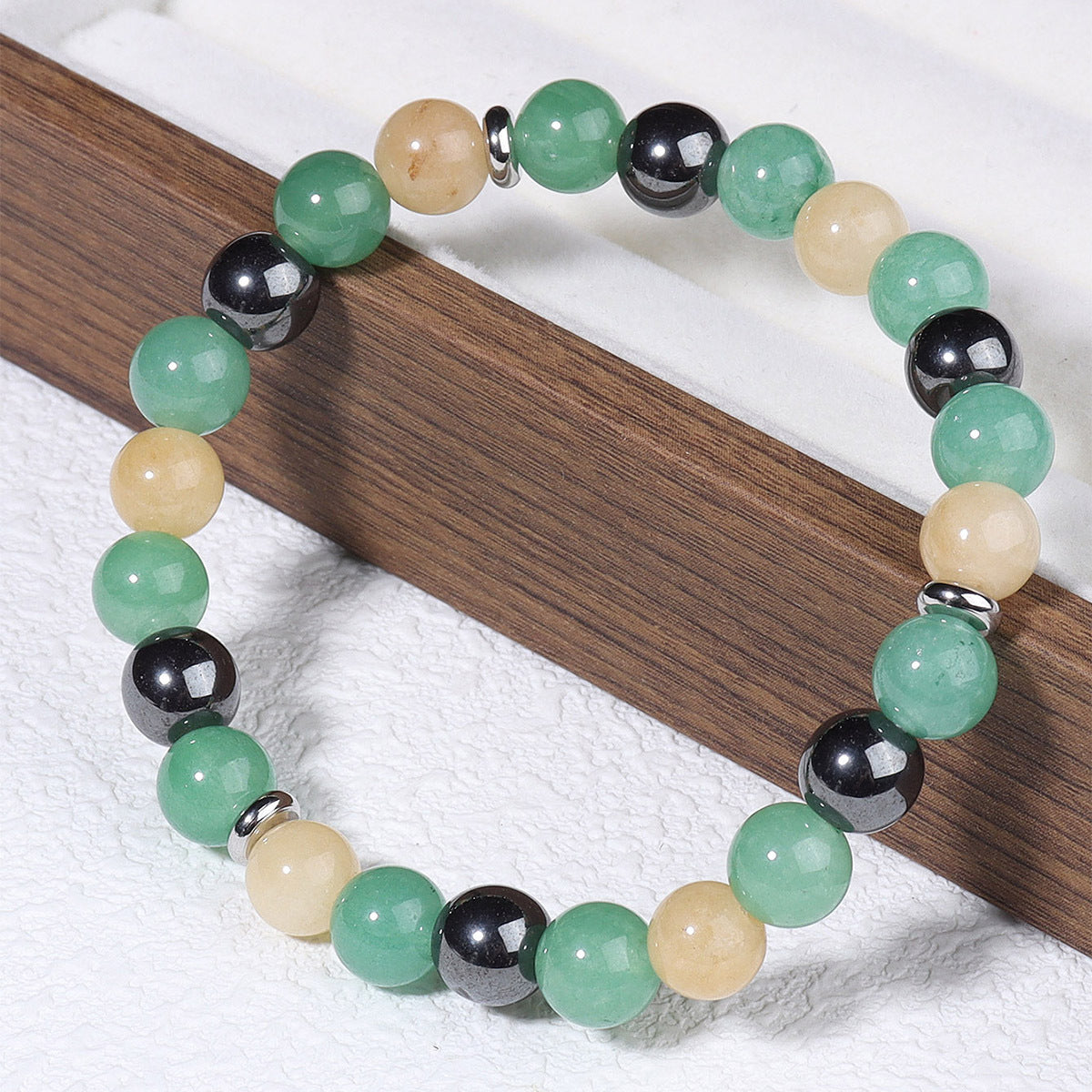 Natural Stone Bracelet: Tiger's Eye, Citrine, and Green Aventurine—Premium Beaded Wristlet