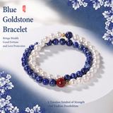 Natural lapis lazuli double-strand bracelet exquisite and high-end aquamarine crystal stacked bracelet jewelry for women
