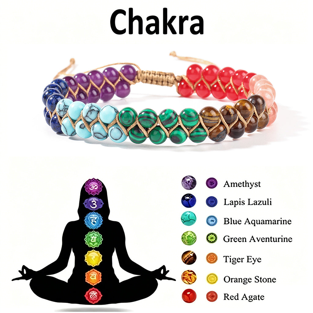 Hand-Woven Double-Layer Crystal Bracelet — Bohemian Style Cord Wristband