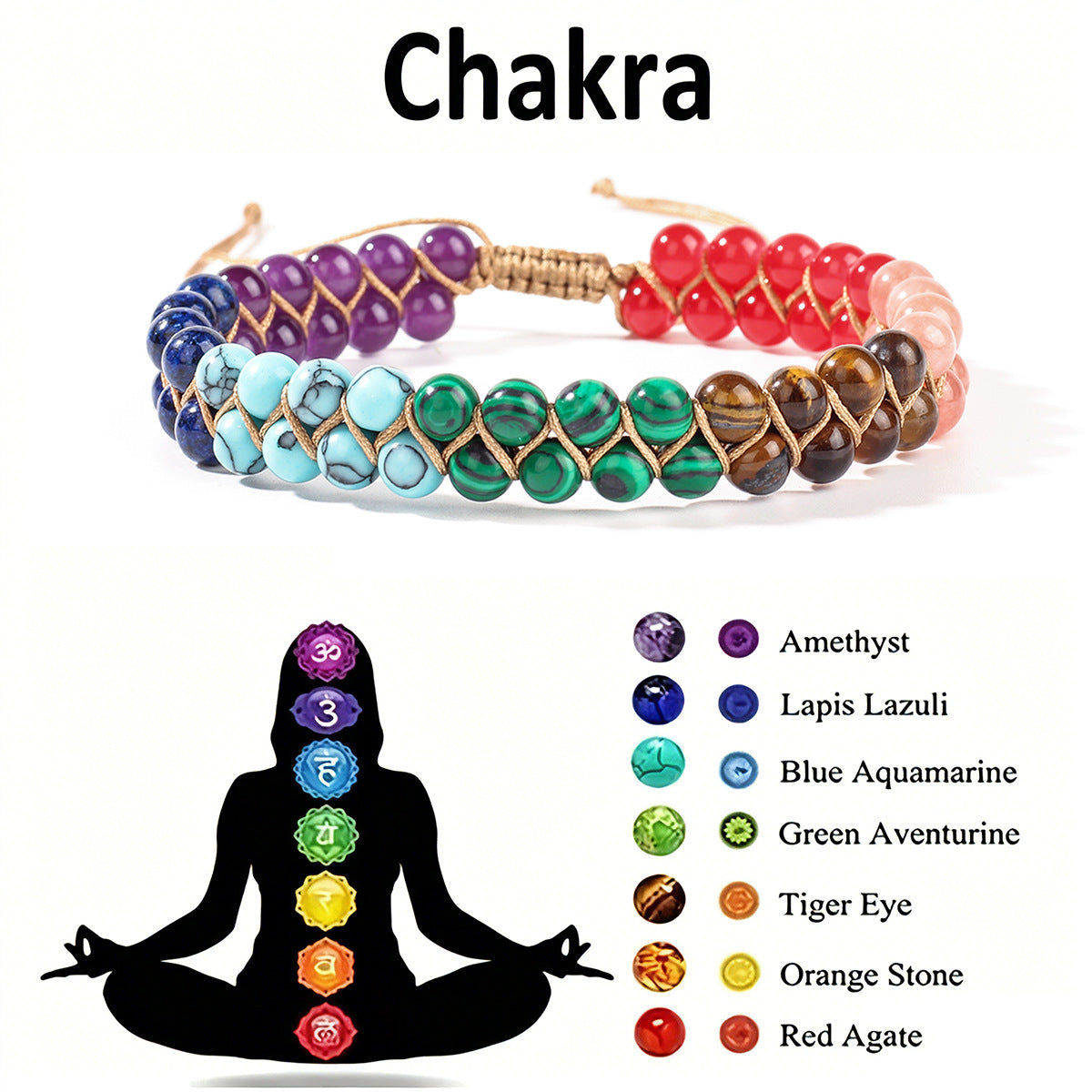 Hand-Woven Double-Layer Crystal Bracelet — Bohemian Style Cord Wristband