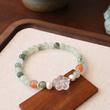 Natural Green Rutilated Quartz Bracelet — Designer Series Original High-End Crystal & Pearl Jewelry