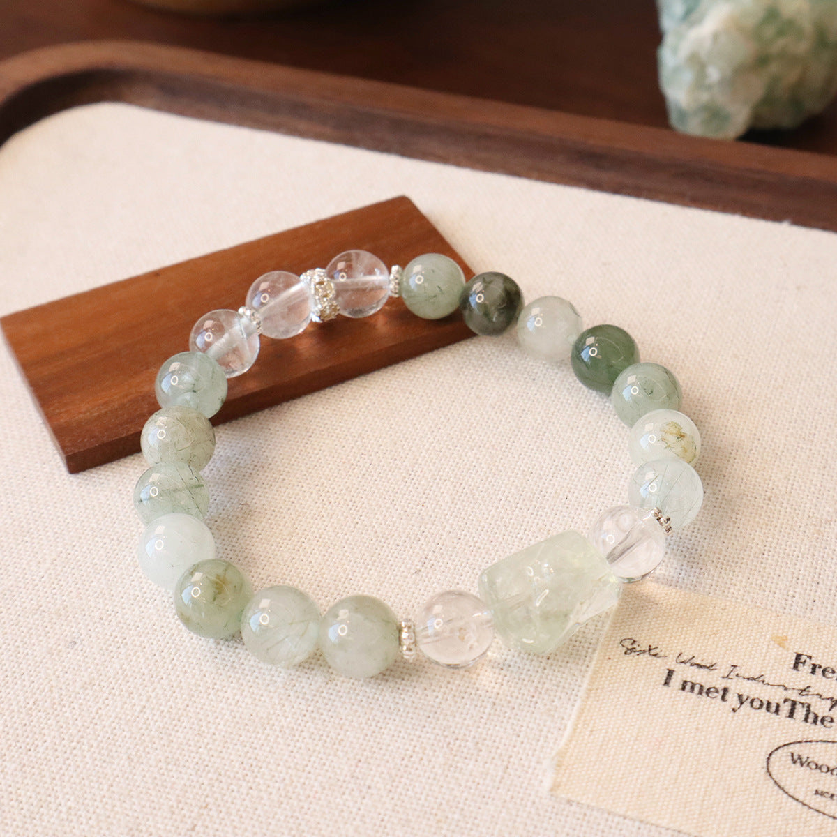Natural Green Rutilated Quartz Bracelet — Designer Series Original High-End Crystal & Pearl Jewelry