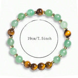 Natural Stone Bracelet: Tiger's Eye, Citrine, and Green Aventurine—Premium Beaded Wristlet
