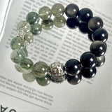 Natural crystal bracelet green rutilated quartz smoky quartz white crystal simple design elegant and versatile attracting wealth and good fortune