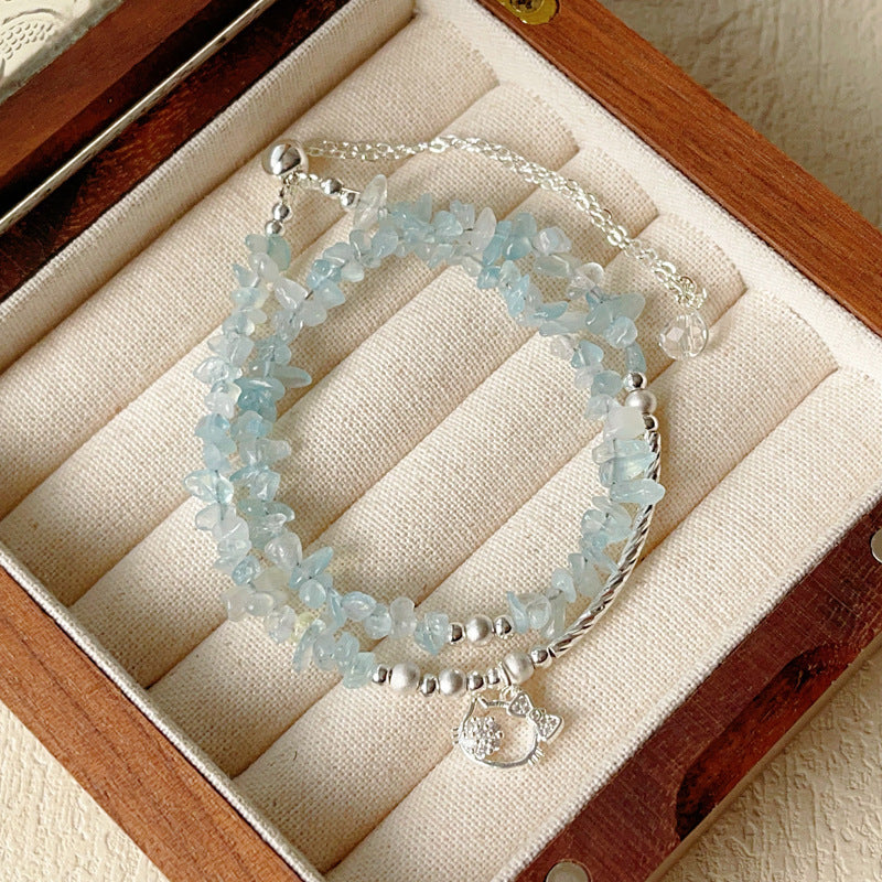"Fresh & Natural" Series: Premium Natural Crystal Chip Bracelet and Necklace Set — Minimalist Chic and Resort-Style Jewelry for Women