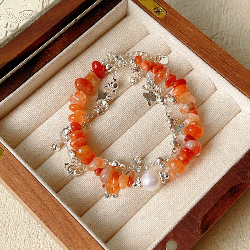 "Fresh & Natural" Series: Premium Natural Crystal Chip Bracelet and Necklace Set — Minimalist Chic and Resort-Style Jewelry for Women
