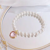 New Korean style heart-shaped gemstone pendant choker cat retro crystal necklace popular pet pearl necklace