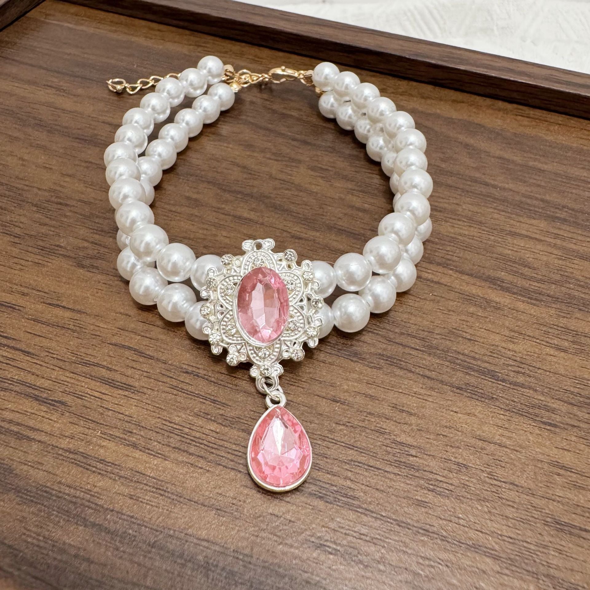 Cat pet necklace pearl princess Teddy Bichon Frise small and large dog collar jewelry birthday accessory