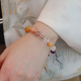 Natural crystal bracelet with multi-gemstone colorful beads high-end feel gold and jade versatile simple and stylish bracelet.