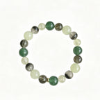 [Wanmuchun] Natural Green Phantom Quartz Green Rutilated Quartz and Prehnite—Forest-Style Beaded Bracelet | Featuring Xiuyan Jade and Green Strawberry Quartz—Versatile & Stylish