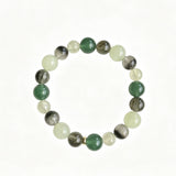 [Wanmuchun] Natural Green Phantom Quartz Green Rutilated Quartz and Prehnite—Forest-Style Beaded Bracelet | Featuring Xiuyan Jade and Green Strawberry Quartz—Versatile & Stylish