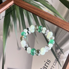 [Wanmuchun] Natural Green Phantom Quartz Green Rutilated Quartz and Prehnite—Forest-Style Beaded Bracelet | Featuring Xiuyan Jade and Green Strawberry Quartz—Versatile & Stylish