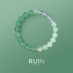 Natural green crystal bracelet with strawberry quartz high-end crystal bracelet for women.