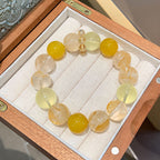 Natural crystal bracelet lemon quartz white crystal yellow resin freeform golden rutilated quartz running ring light luxury bracelet