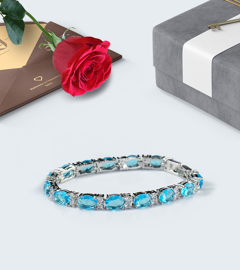 Zircon crystal inlaid bracelet, women's jewelry, colorfast, fashionable and simple.