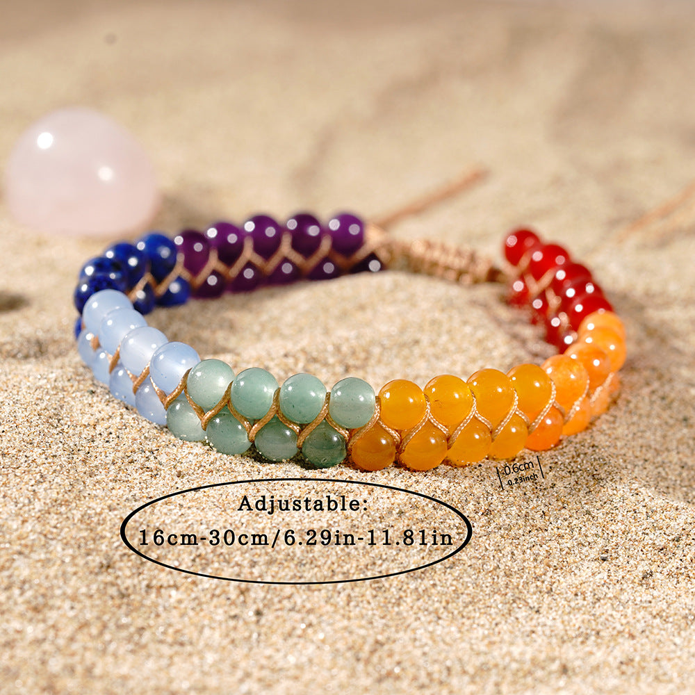 Hand-Woven Double-Layer Crystal Bracelet — Bohemian Style Cord Wristband