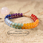 Hand-Woven Double-Layer Crystal Bracelet — Bohemian Style Cord Wristband