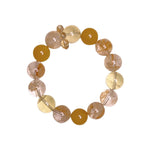 Natural crystal bracelet lemon quartz white crystal yellow resin freeform golden rutilated quartz running ring light luxury bracelet
