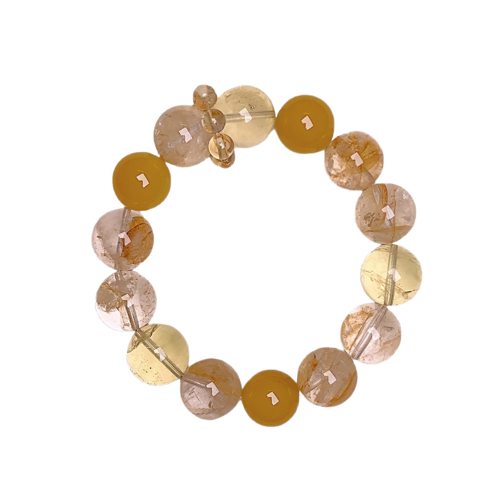 Natural crystal bracelet lemon quartz white crystal yellow resin freeform golden rutilated quartz running ring light luxury bracelet