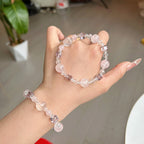 Natural citrine amethyst sugar cube bracelet paired with Swarovski rhinestone bracelet