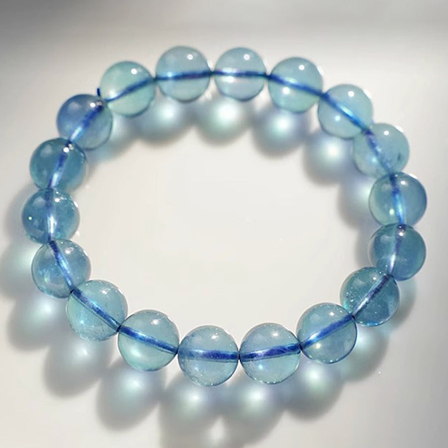 Natural Aquamarine & Chalcedony Crystal Hydration Bracelet — Icy-Grade Blue Aquamarine Style