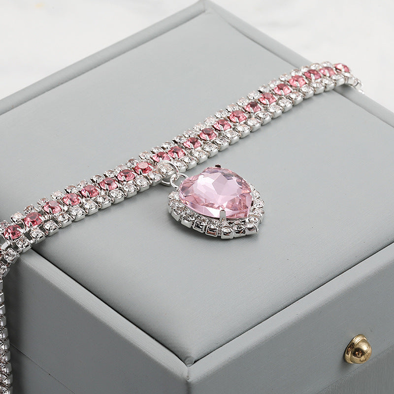 Three-Row Colorful Rhinestone Necklace