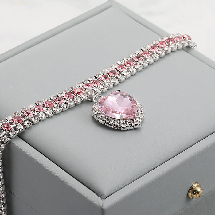 Three-Row Colorful Rhinestone Necklace