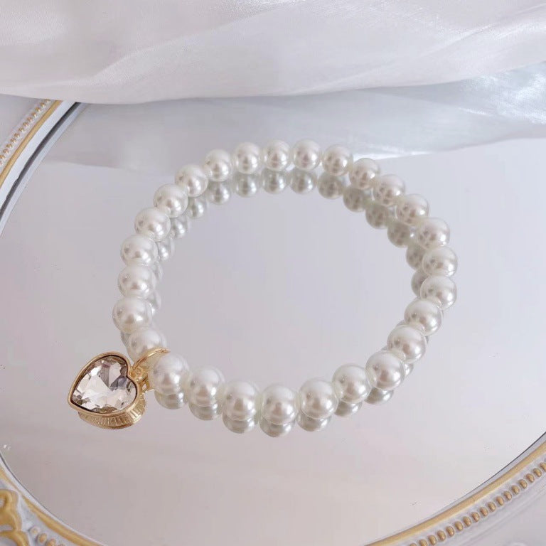 New Korean style heart-shaped gemstone pendant choker cat retro crystal necklace popular pet pearl necklace
