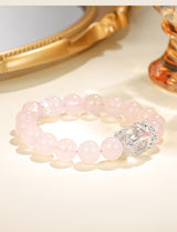 Natural pink crystal beaded bracelet for women, fresh and sweet, old mine horse pink and white crystal top bead bracelet jewelry.