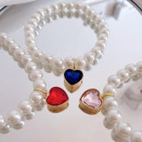 New Korean style heart-shaped gemstone pendant choker cat retro crystal necklace popular pet pearl necklace