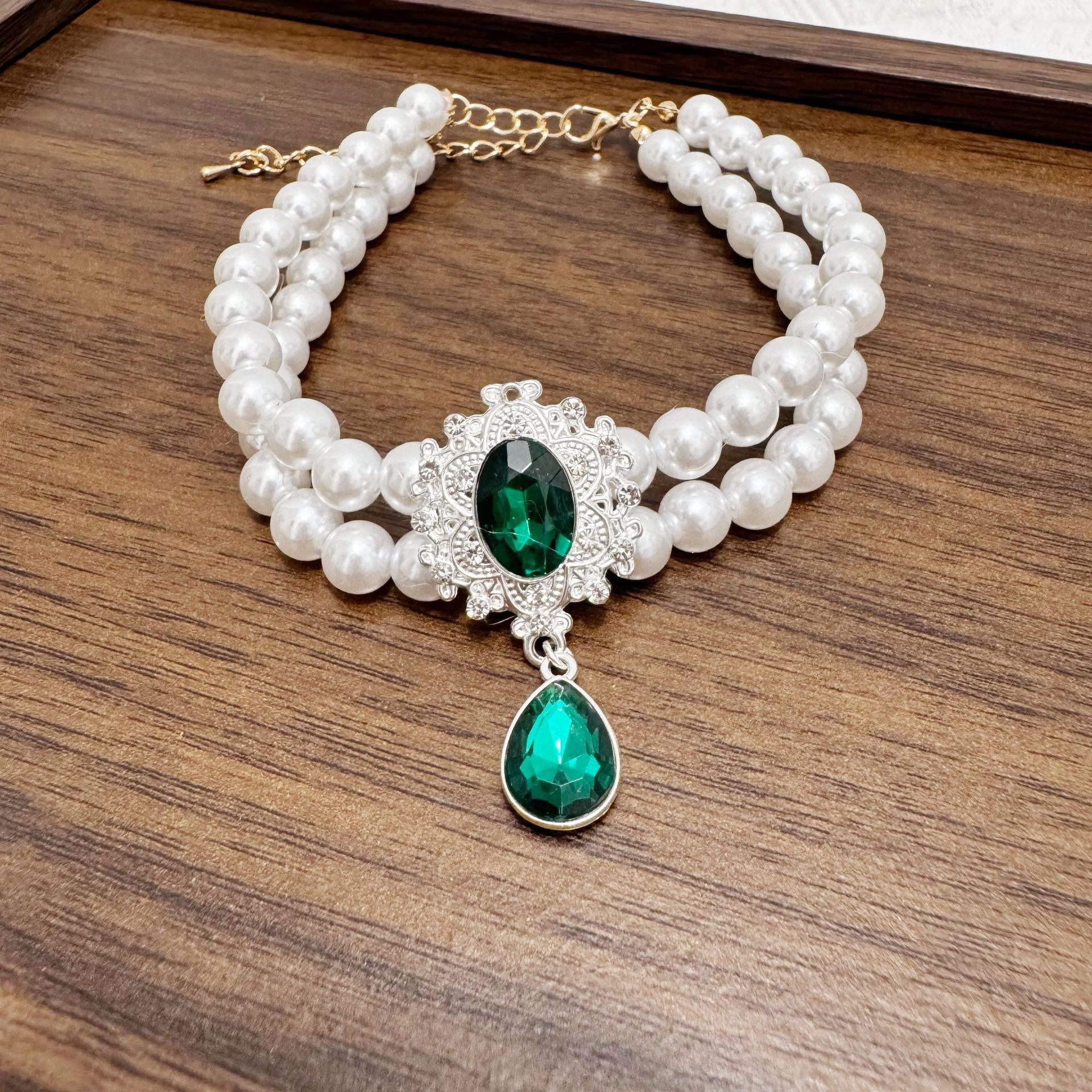 Cat pet necklace pearl princess Teddy Bichon Frise small and large dog collar jewelry birthday accessory