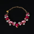 Pet gemstone crystal chain necklace for cats and dogs, luxurious full diamond princess teardrop metal wedding collar