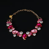 Pet gemstone crystal chain necklace for cats and dogs, luxurious full diamond princess teardrop metal wedding collar