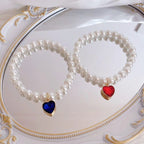 New Korean style heart-shaped gemstone pendant choker cat retro crystal necklace popular pet pearl necklace