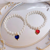 New Korean style heart-shaped gemstone pendant choker cat retro crystal necklace popular pet pearl necklace
