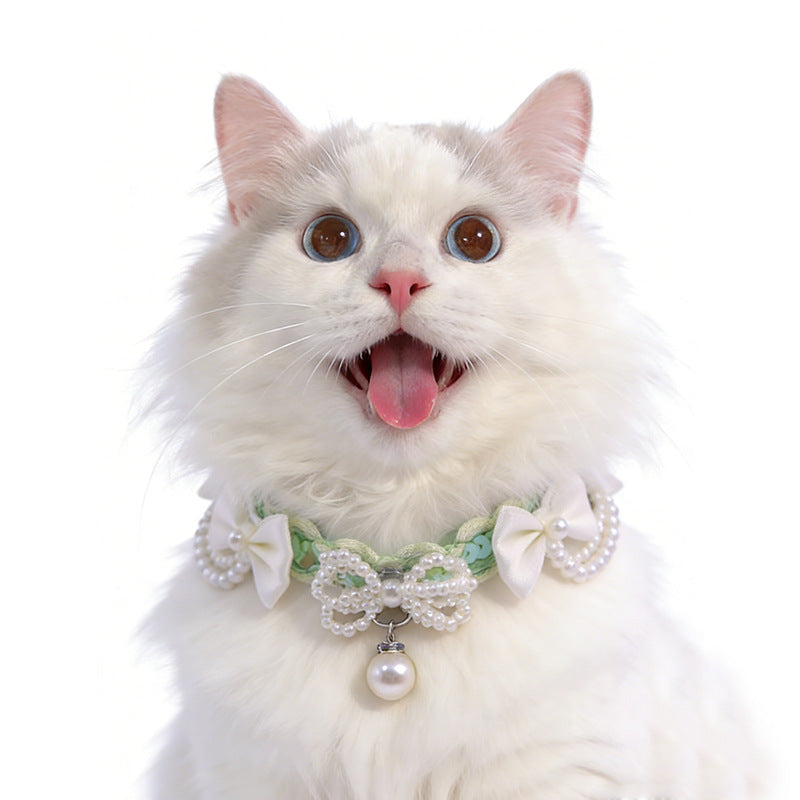 Lolita-style lace pearl cat necklace pet dog collar